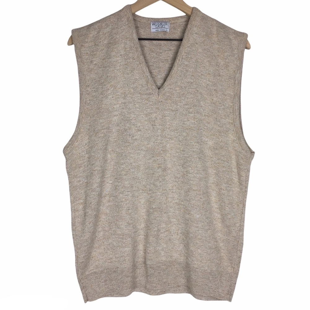 VINTAGE Sweater Vest Westchester Classics Union Made Oatmeal Classic Size Large